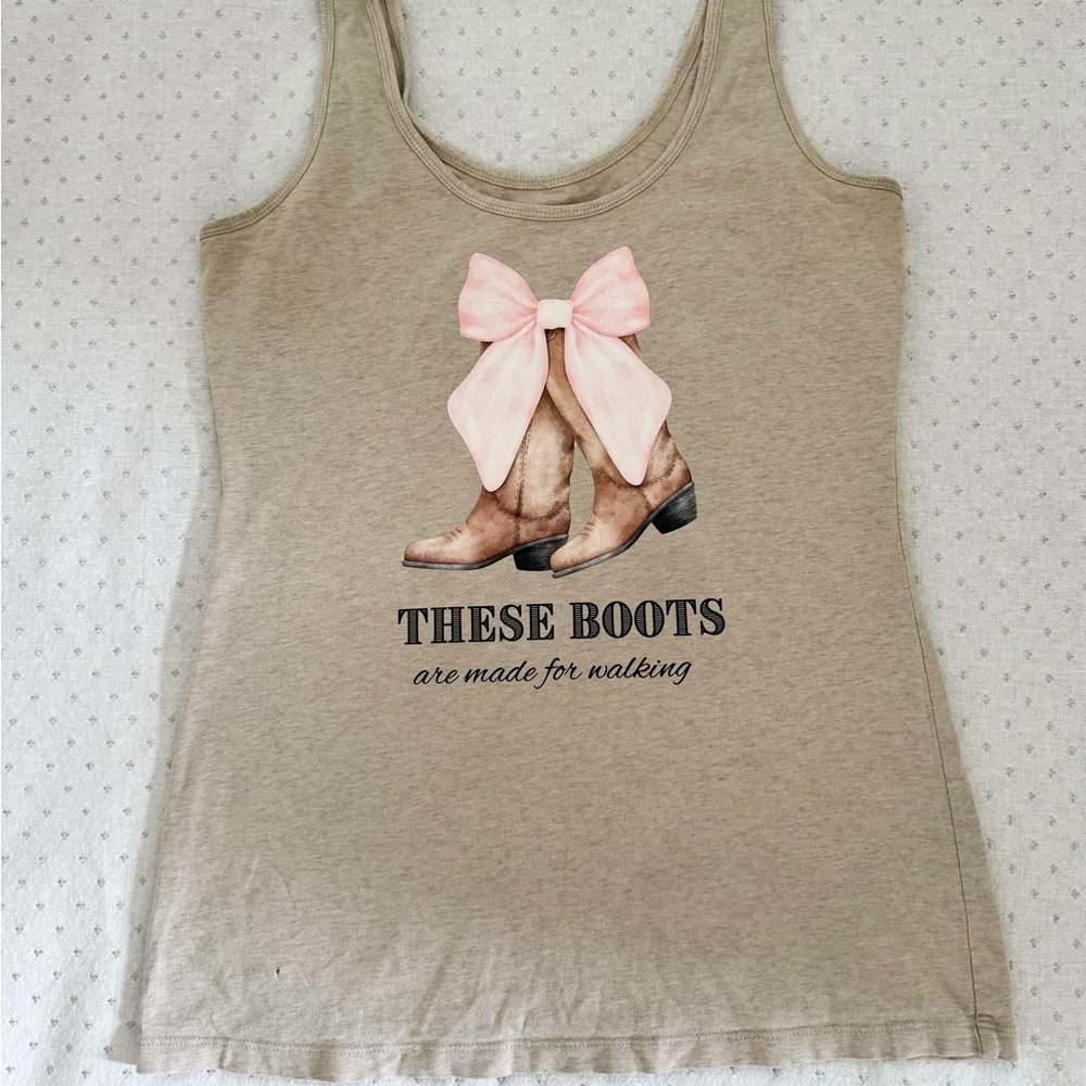 Women's Beige Graphic Tank Top
